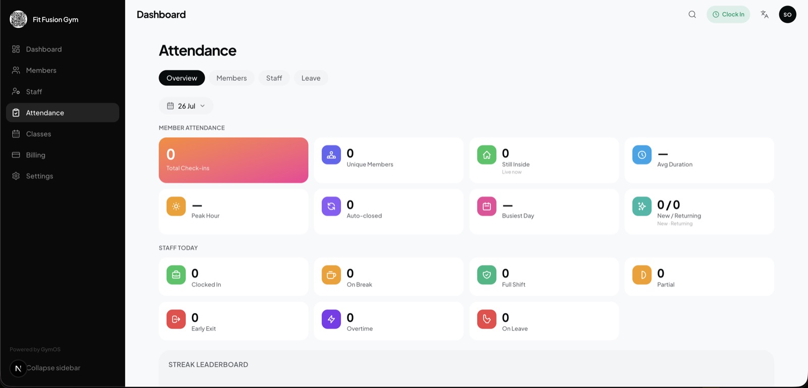 GymOS product screenshot